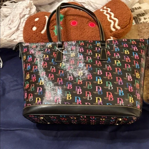 Dooney & Bourke Colorful Logo Black Tote - Picture 4 of 9